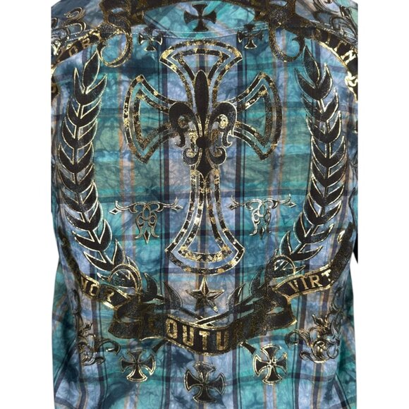 Xtreme Couture by Affliction Men's Button Down Shirt Gilded Cross - Picture 4 of 10
